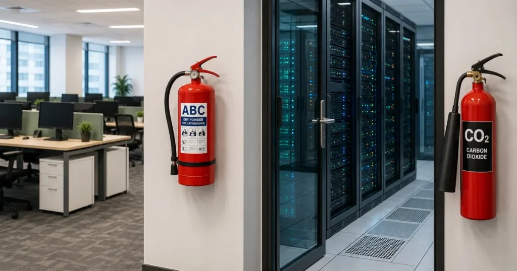 abc-and-co₂-fire-extinguishers-installed-in-an-office